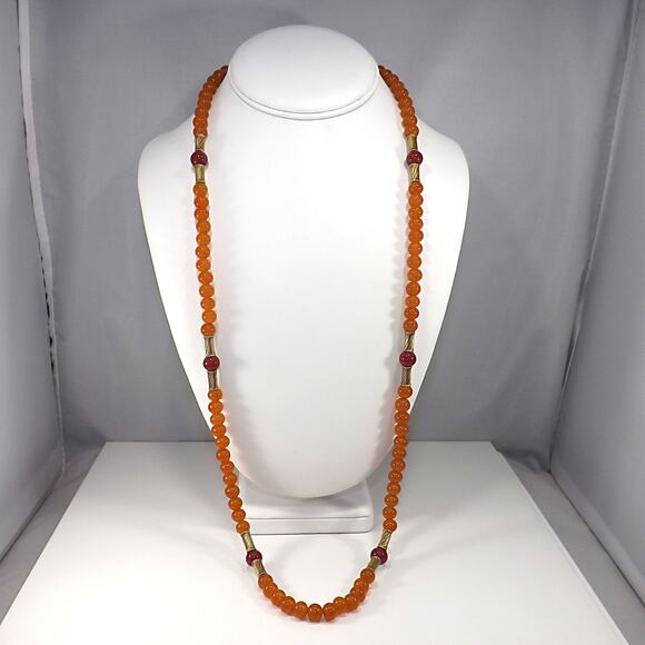 Vintage Anne Klein for Accessocraft Necklace Beaded Early 1970s Art Glass - Picture 2 of 10